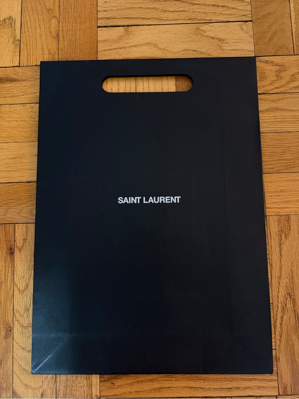 Saint Laurent Black Paper Tote Bag with White Logo